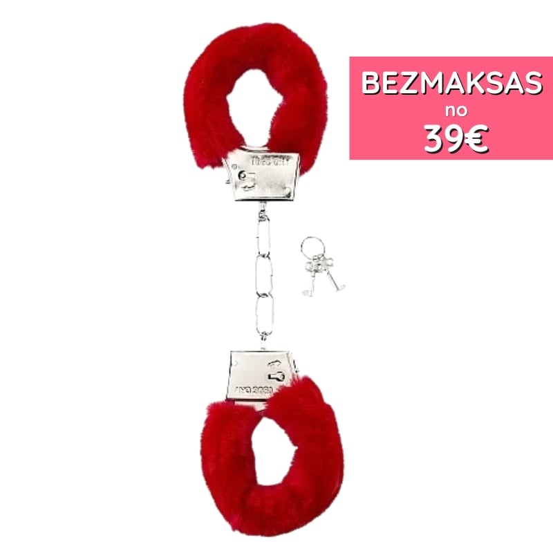 Rokudzelži Furry Handcuffs (sarkani)