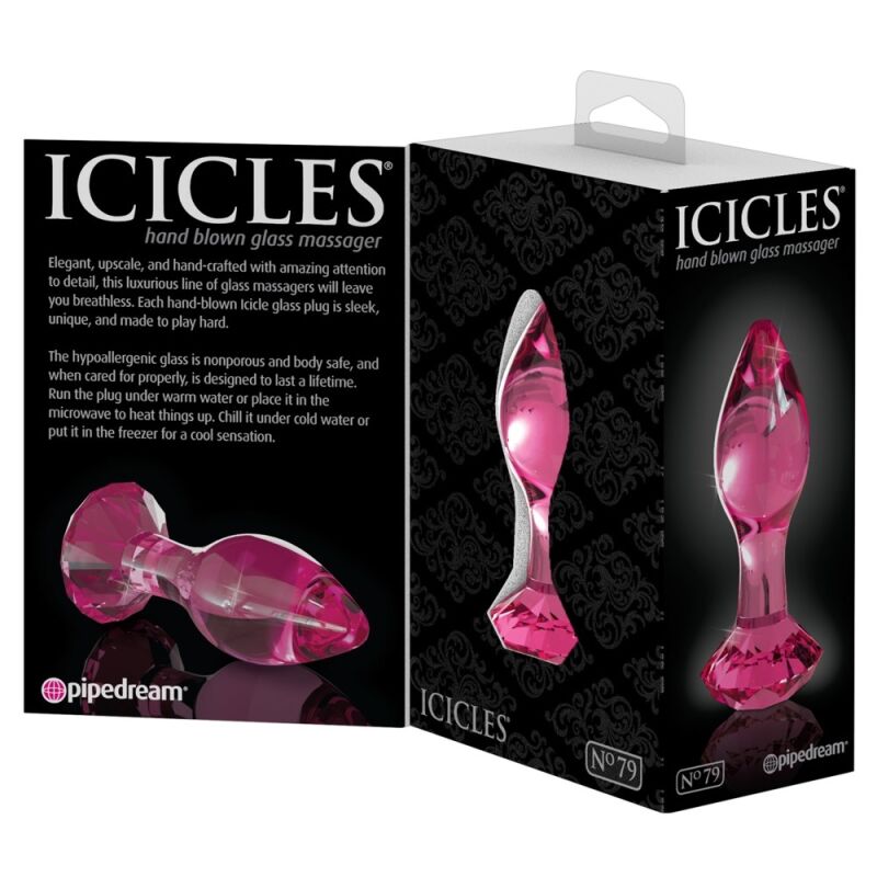 Stiklinis analinis kaištis Icicles (rožinis)