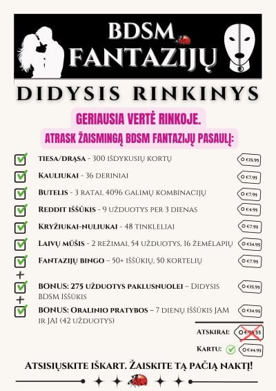 Didysis BDSM Fantazijų Stalo Žaidimų Rinkinys