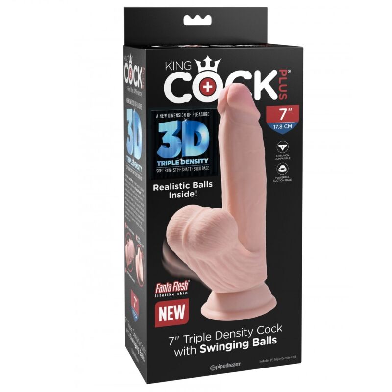 Dildo 3D Cock Swinging Balls 7" 