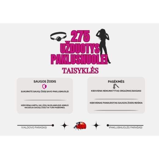 275 užduotys nuolankioms moterims Paklusk