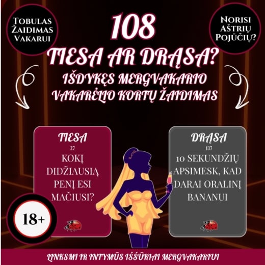 108 klausimai ir užduotys Mergvakariui Tiesa ar Drąsa