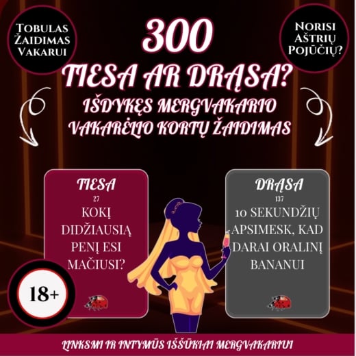 300 klausimų ir užduočių Mergvakariui Tiesa ar Drąsa