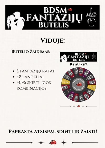 Erotinis žaidimas Fantazijų Butelis: BDSM