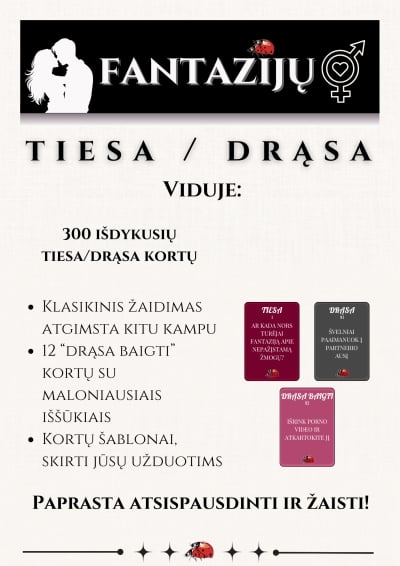 Erotinis žaidimas Tiesa/Drąsa: BDSM leidimas (300 klausimų)