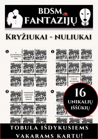 Erotinis žaidimas Kryžiukai-nuliukai: BDSM (16 užduočių rinkinys)