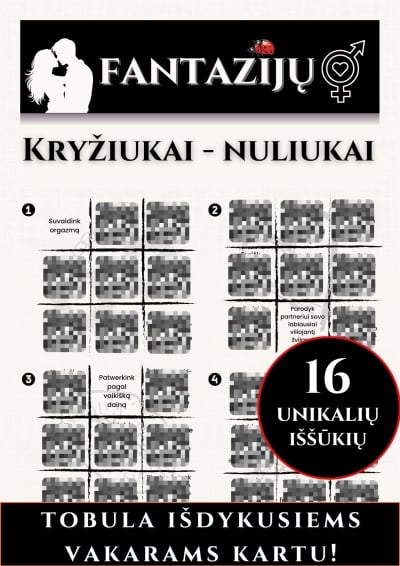 Erotinis žaidimas Kryžiukai-nuliukai (16 užduočių rinkinys)