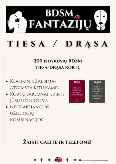 Didysis BDSM Fantazijų Stalo Žaidimų Rinkinys