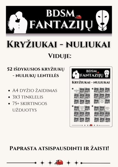 Erotinis žaidimas Kryžiukai-nuliukai: BDSM (52 užduočių rinkinys)