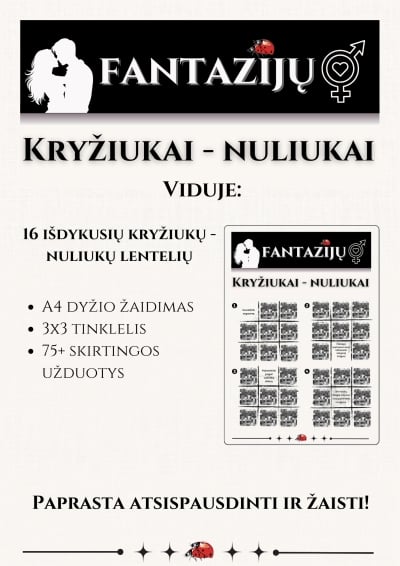 Erotinis žaidimas Kryžiukai-nuliukai (16 užduočių rinkinys)