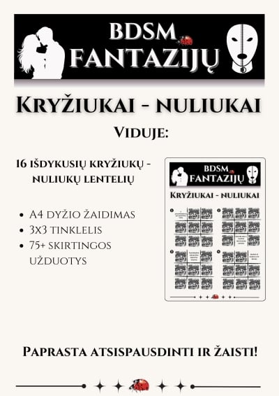 Erotinis žaidimas Kryžiukai-nuliukai: BDSM (16 užduočių rinkinys)