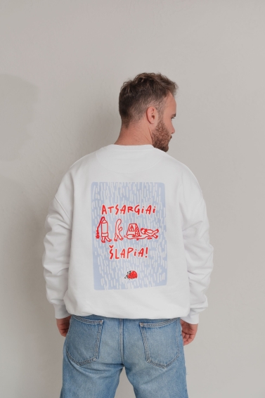 Unisex džemperis Atsargiai šlapia (baltas)
