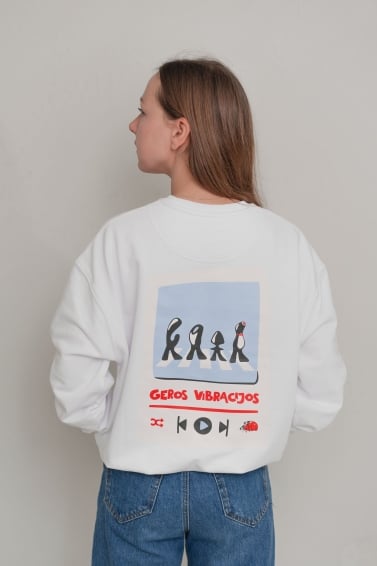 Unisex džemperis Geros vibracijos (baltas)