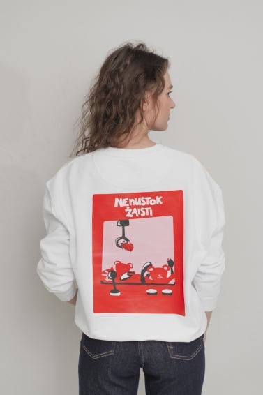 Unisex džemperis Nenustok žaisti (baltas)
