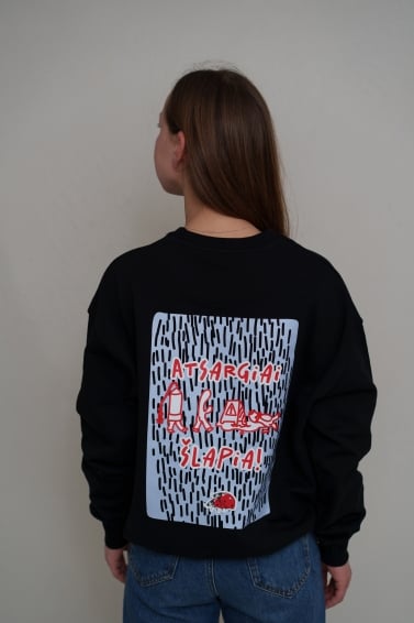 Unisex džemperis Atsargiai šlapia (juodas)