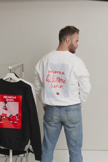 Unisex džemperis Atsargiai šlapia (baltas)