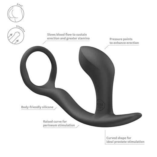 Penio žiedas - analinis kaištis Bootie Ring (juodas)