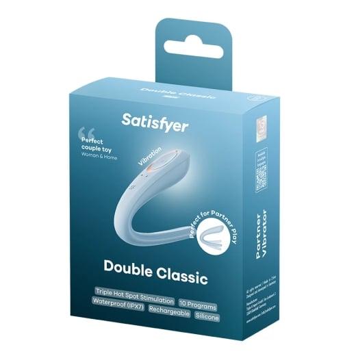 Porų vibratorius Double Classic (mėlyna)