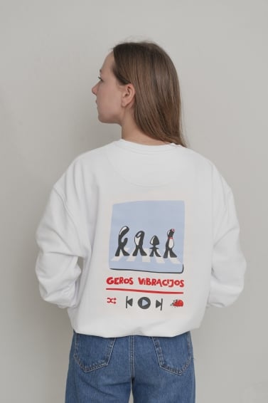 Unisex džemperis Geros vibracijos (baltas)
