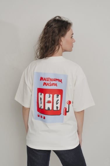 Unisex marškinėliai Malonumų mašina (balta)