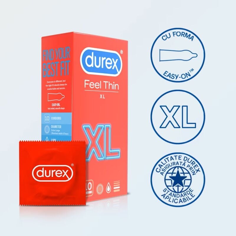 Prezervatyvai Durex Feel Thin XL (10 vnt.)