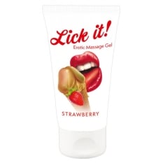 Masažo gelis - lubrikantas Lick It! Strawberry (50 ml)