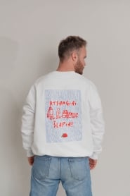 Unisex džemperis Atsargiai šlapia (baltas)