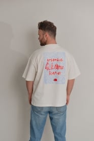 Unisex marškinėliai Atsargiai šlapia (balta)