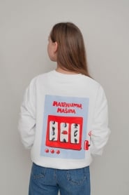 Unisex džemperis Malonumų mašina (baltas)