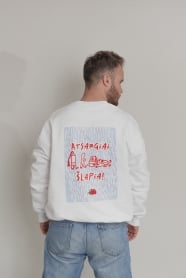 Unisex džemperis Atsargiai šlapia (baltas)